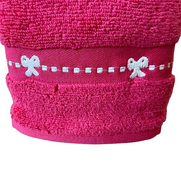 2pc Betsey Johnson Hand Towels 16x26 Hot Pink White Coquette Bow 100% Cotton New - Picture 3 of 11